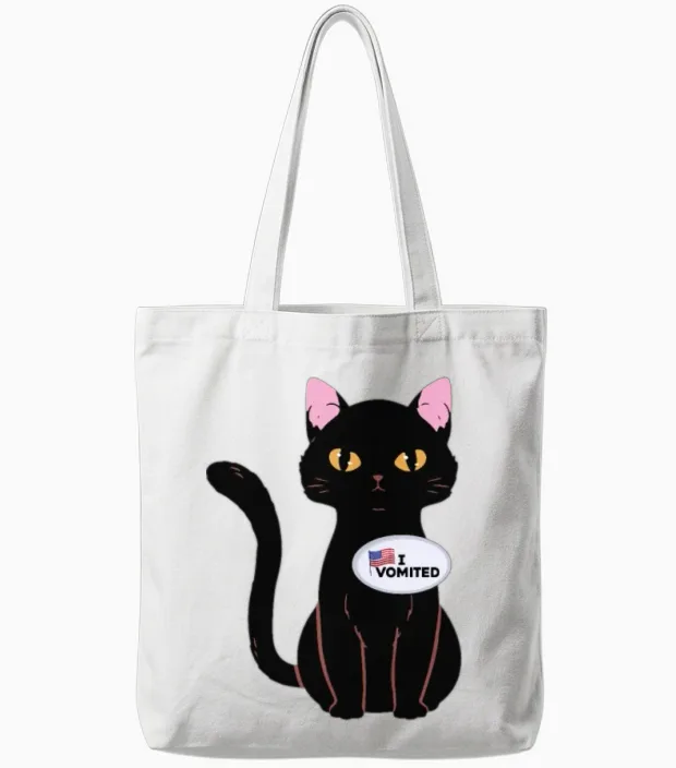 I Vomited Funny Cat American Election Voting Tote Bags in White