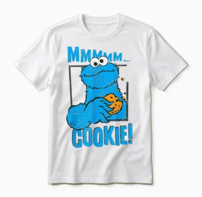 Sesame Street - Cookie Monster Unisex T-Shirt - White