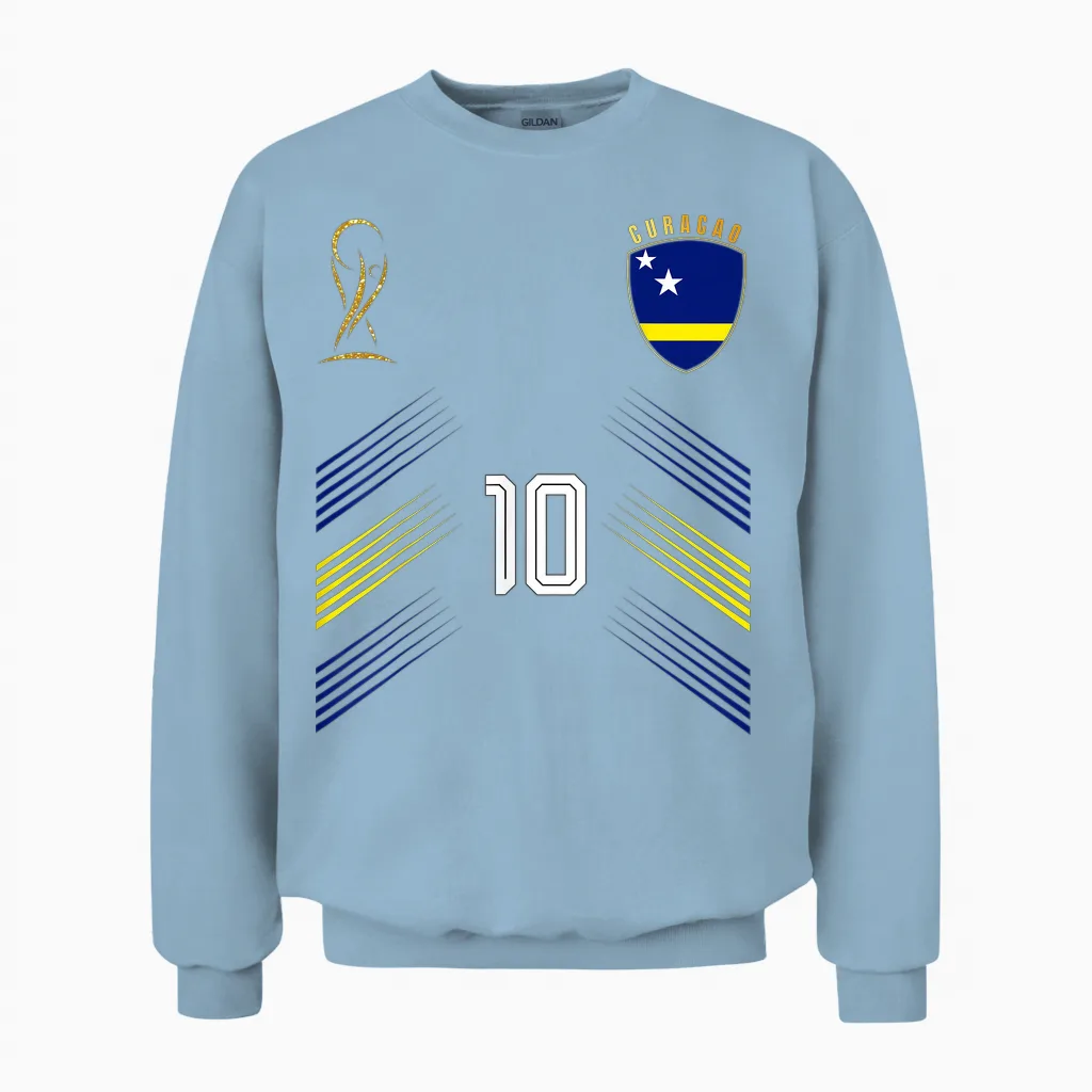 Curacao Flag Curacaon Pride Lovers Retro Unisex Sweatshirt in Light Blue