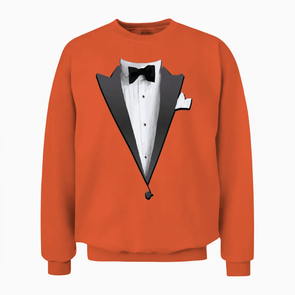 Tuxedo Jacket Costume Halloween Unisex Sweatshirt in Orange
