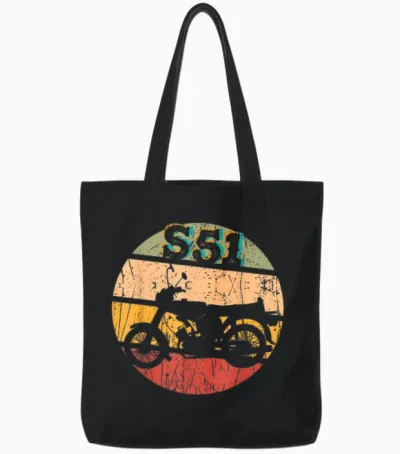 Simson S51 Tuning Moped Fan Tote Bags - Black