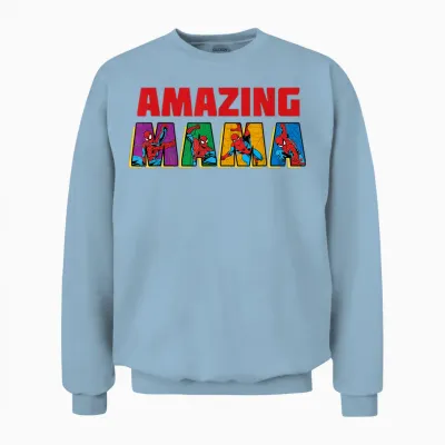 Marvel Spider-Man Amazing Mama Mom Birthday Mother’s Day Unisex Sweatshirt - Light Blue