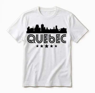 Retro Quebec Skyline Unisex T-Shirt - White