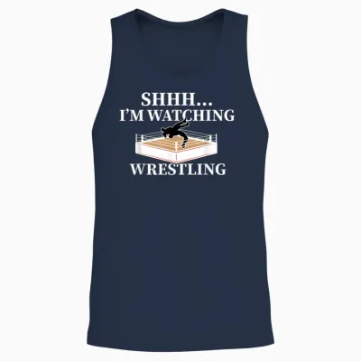Shhh I'm Watching Wrestling Funny Wrestling Lover Gift Unisex Tank Top - Navy