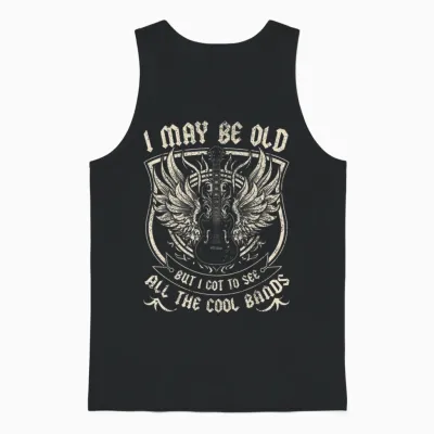 I May Be Old but I Got to See All the Cool Band Rock Concert Unisex Tank Top - Black