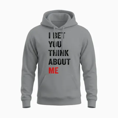 T-Shirt with German Text "ich Wette Du Denkst an Mich, White Unisex Hoodie - Sport Grey