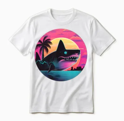Retro Shark Lovers Design Unisex T-Shirt - White