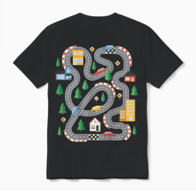 Cute Playmat Outfits - Kinder - Unisex-Kinder - Auto- Und Rennsportfans - Kurzarm - T-Shirt - Novelty-T-Shirts - Shirt - Schwarz - S - V-Ausschnitt Mit Offenem Rücken Unisex T-Shirt - Black