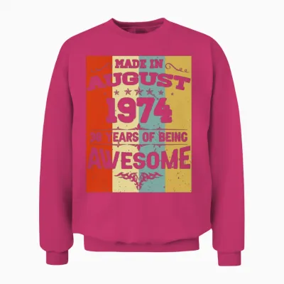 August 1974 Vintage Birthday Present Unisex Sweatshirt - Heliconia