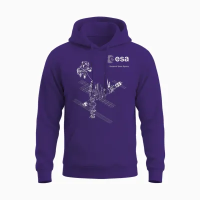 Esa Iss Internationale Raumstation Astronaut T-Shirt - Esa Iss - Unisex Erwachsene - Astronaut - Schwarz - S Unisex Hoodie - Purple
