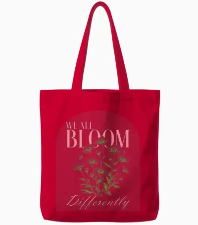 We All Bloom Differently Tote Bags - Red
