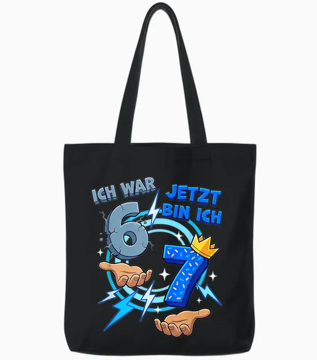 Six-Seven Meme 7. Geburtstagsshirt Ich War 6 Jetzt Bin Ich 7 Tote Bags in Black