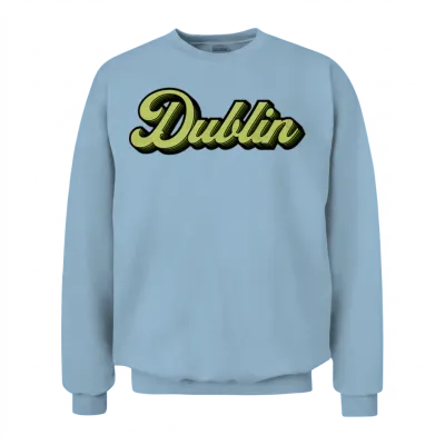 Dublin Retro Script Unisex Sweatshirt - Light Blue
