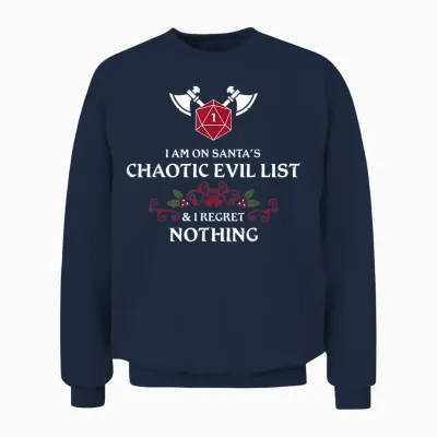 Santa's Chaotic Evil List Tabletop Rpg D20 Funny Christmas Unisex Sweatshirt - Navy