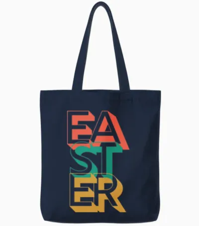 Retro Easter Tote Bags - Navy