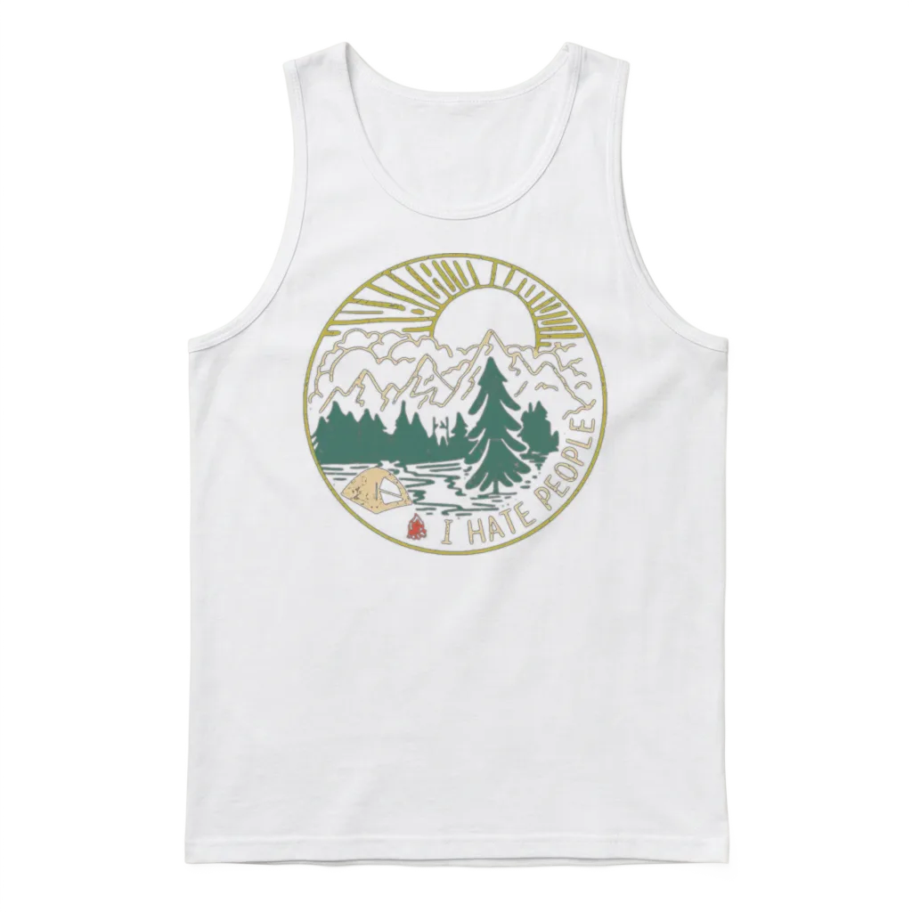 I Hate People Camping Hiking Unisex Tank Top - White
