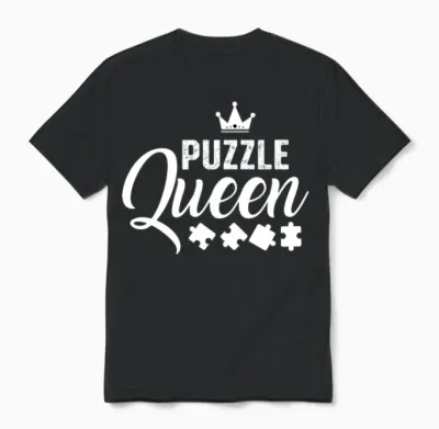 Puzzle Queen Puzzle Enthusiast Gift Unisex T-Shirt - Black