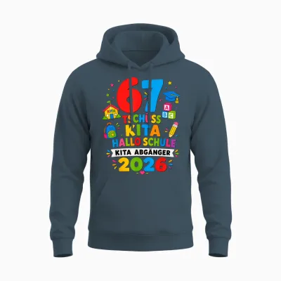 67 Tschüss Kita Hallo Schule 2026 Kinder Unisex Hoodie - Dark Heather