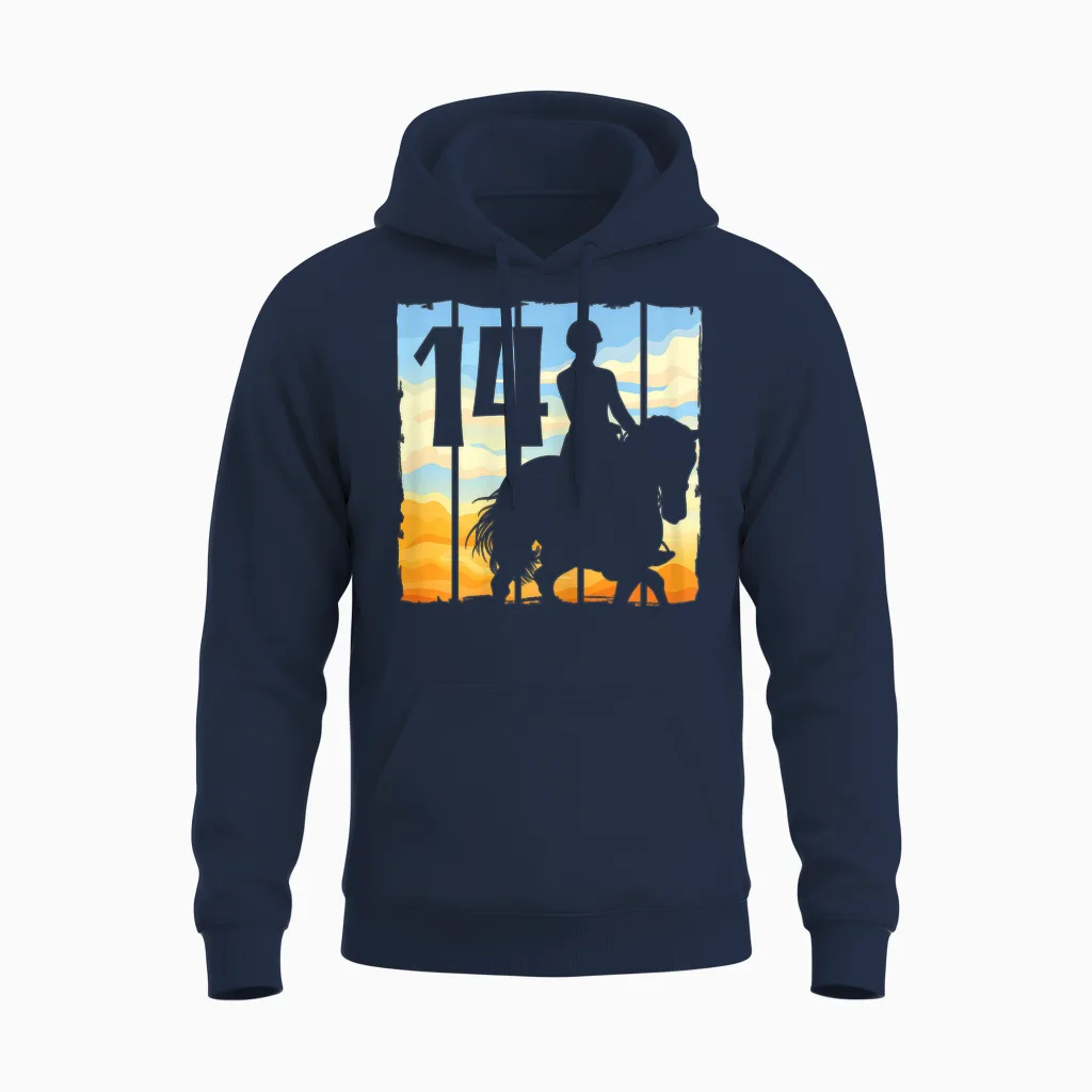 14. Geburtstag Pferde Mädchen Reiterin Geschenk 14 Jahre Alt Unisex Hoodie in Navy