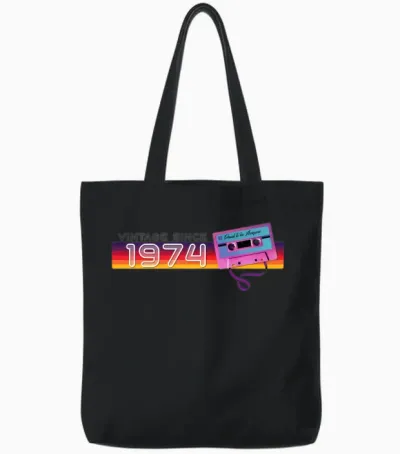 Classic & Nostalgic Music Birthday - Vintage Tote Bags - Black