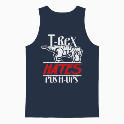 T-Rex Hates Push-Ups Unisex Tank Top - Navy