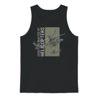 Easily Distracted by Helicopters Funny Military Unisex Tank Top - Black – 1