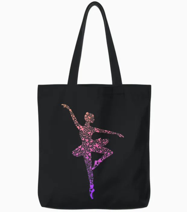 Ballerina Balletttänzerin Damen Ballett Mädchen T-Shirt Schwarz Kurzarm Klassisch Passform S Tote Bags in Black