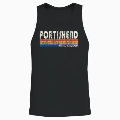 Retro Vintage 70er 80er Jahre Style Portishead, Großbritannien Unisex Tank Top - Black