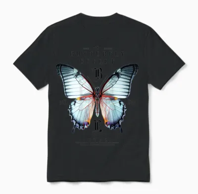 Effect Butterfly Insect Moth Butterfly Chaos Butterfly T-Shirt, Gray Unisex T-Shirt - Black