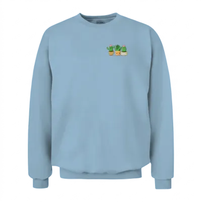 Cactus, Cactus Pocket, Plant Lover, Minimalist Unisex Sweatshirt - Light Blue
