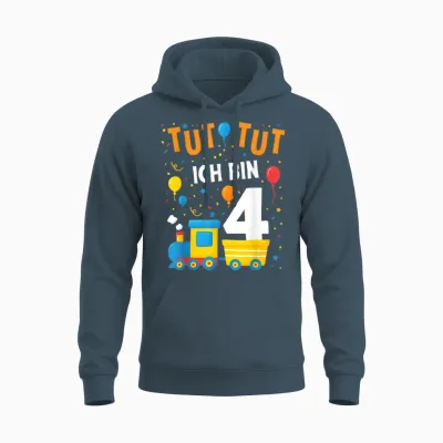 4 Geburtstag Zug Eisenbahn Lokomotive Junge 4er Geburtstag Unisex Hoodie - Dark Heather