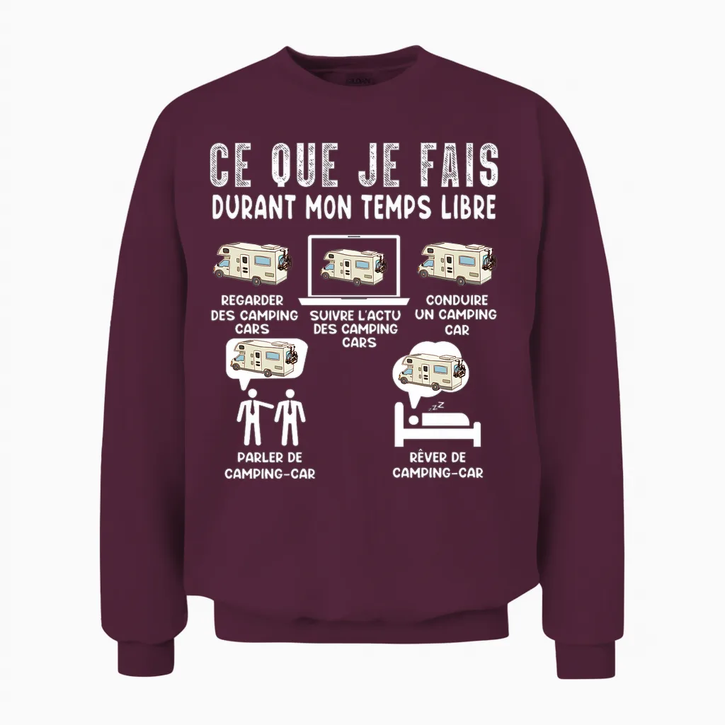 Amoureux De Camping Car Souvenir Retraite Homme Femme Humour T-Shirt Haut De Gamme Unisex Sweatshirt in Maroon
