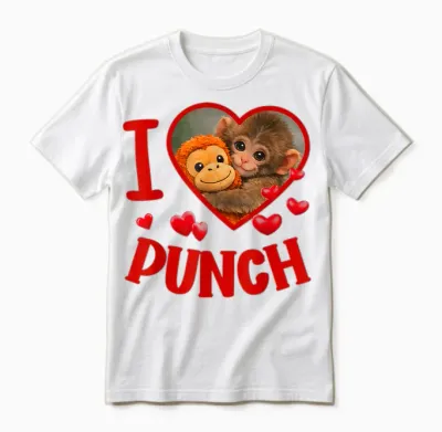 I Love Punch Cute Baby Monkey Punch Unisex T-Shirt - White
