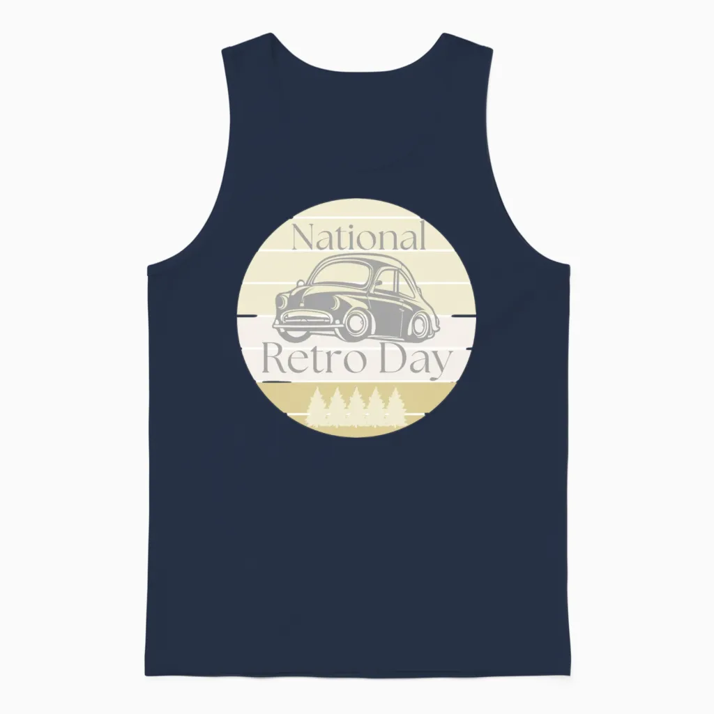 National Retro Day Unisex Tank Top in Navy