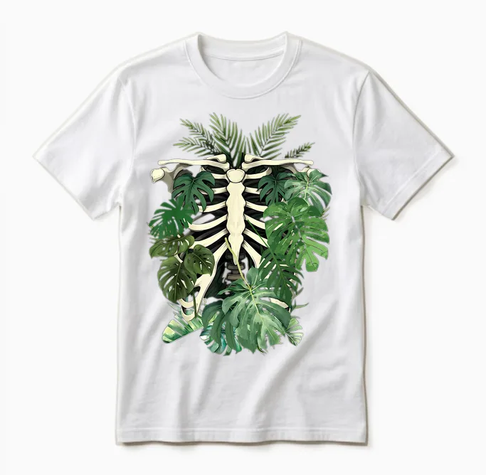 Skeleton Plant Body Monstera Leaf Plant Mom Gardening Woman Unisex T-Shirt in White