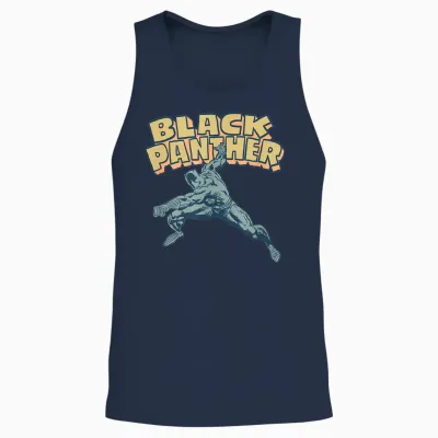Amazon Essentials Men's Marvel Black Panther Comic Pose T-Shirt, Black, Small Unisex Tank Top - Navy