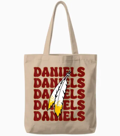 Commanders Quarterback Text Name Style Groovy Tote Bags - Natural