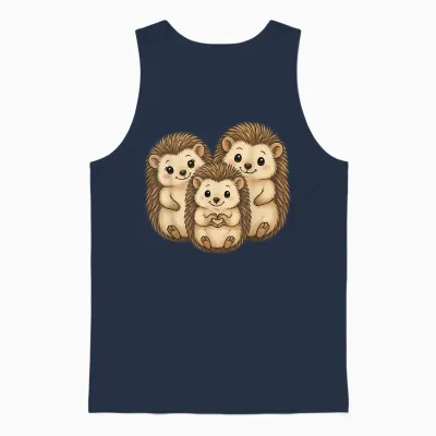 Igel Mit Herz Und Familie | Süßer Igel Mit Mama & Papa Unisex Tank Top - Navy