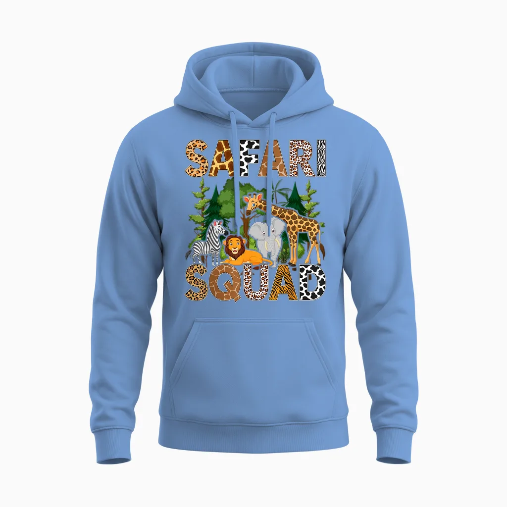 Safari Art for Men Women Zoologist African Print Zoo Safari Unisex Hoodie in Carolina Blue