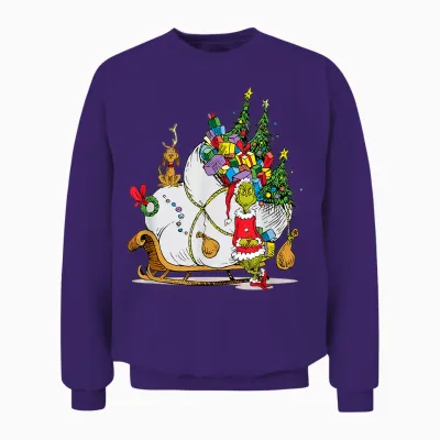 Dr. Seuss Grinch Sleigh Unisex Sweatshirt - Purple