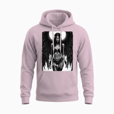 Sexy Angel Girl Sur T-Shirt - Fallen Angel Battle Ready Manche Longue Unisex Hoodie - Light Pink