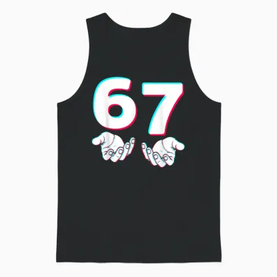 67 Gen Alpha Six Seven Italian 6 7 Brainrot Player Meme Unisex Tank Top - Black
