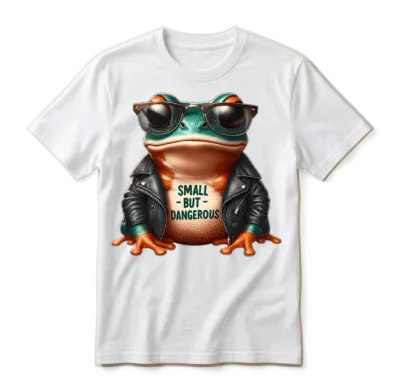Small but Dangerous Cool Biker Frog Unisex T-Shirt - White
