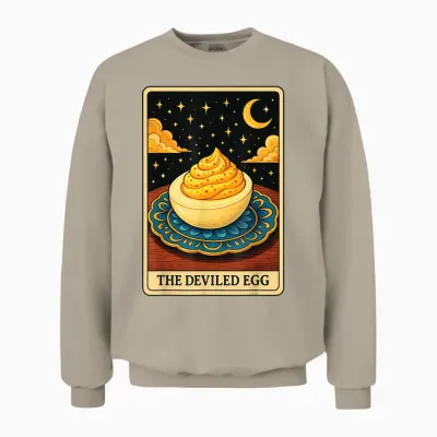 The Deviled Egg Tarot Card Unisex Sweatshirt - Sand