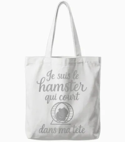 I'm the Hamster Running in My Head Novelty Tote Bags - White