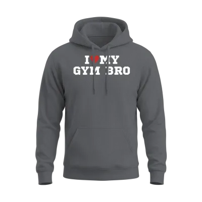 I Love My Gym Bro Funny Training Unisex Hoodie - Charcoal