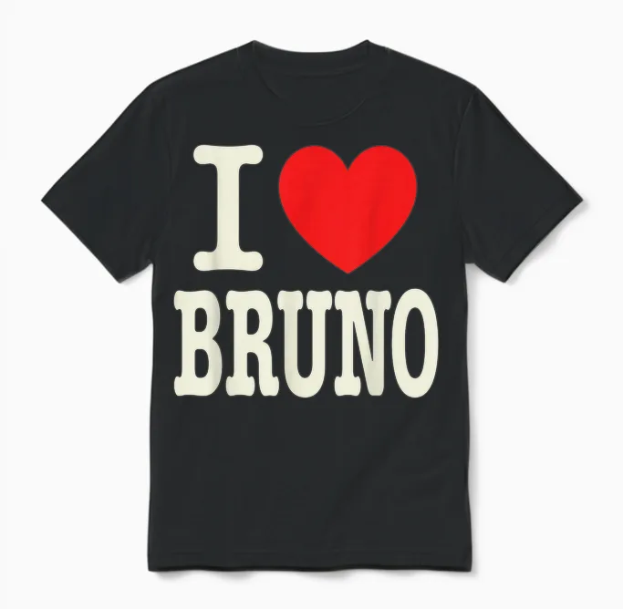Ich Liebe Bruno T-Shirt Name Freund I Love Bruno Heart Unisex T-Shirt in Black