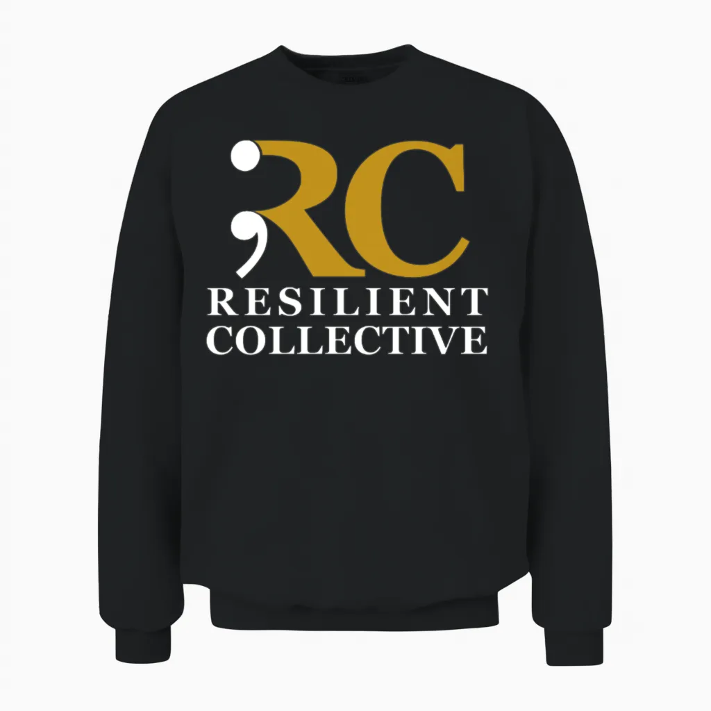 Resilient Collective Gold Monogram Unisex Sweatshirt in Black