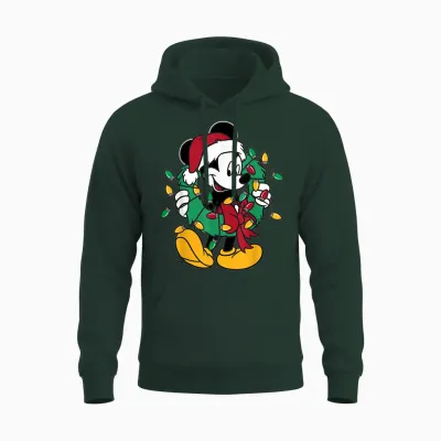 Disney - Mickey Mouse Christmas Lights Unisex Hoodie - Forest