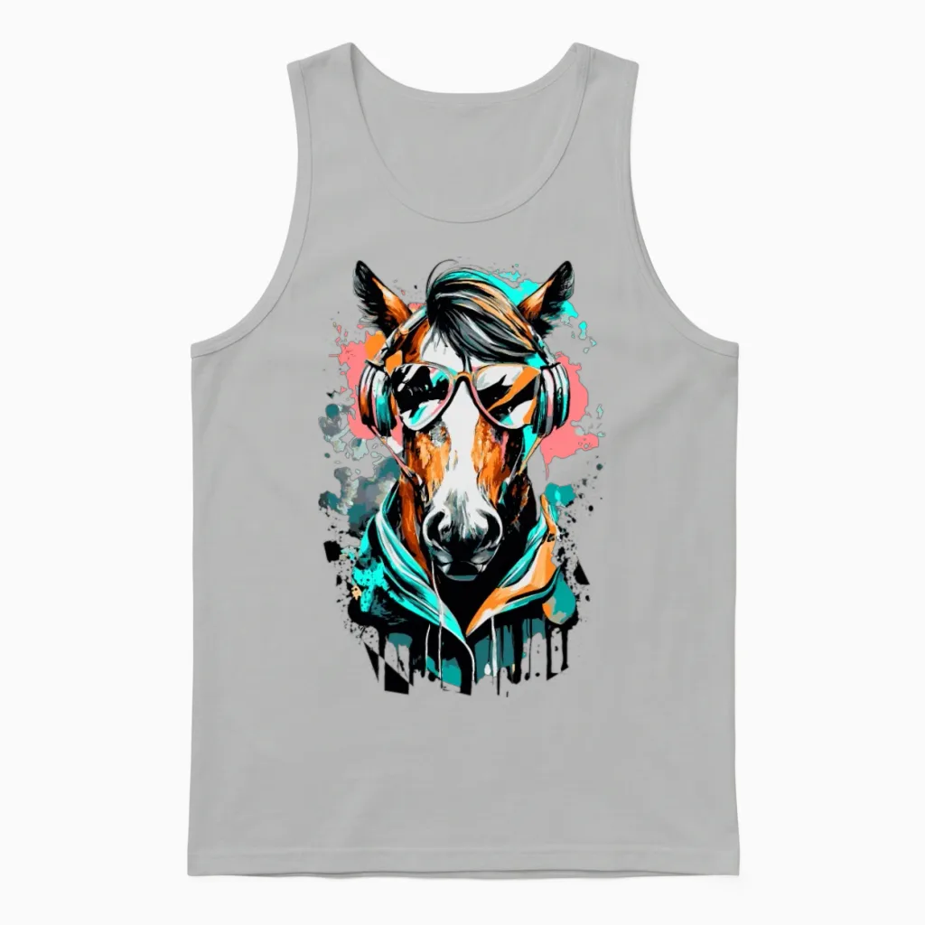 Horse Riding - Cute Horse Head - Equestrian Sports Unisex Tank Top in Ash